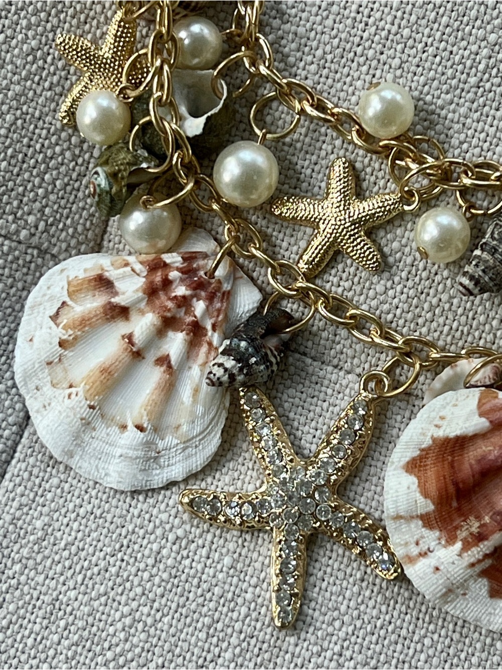 Amrita Singh Coastal Seashell Pearl Starfish Statement Necklace